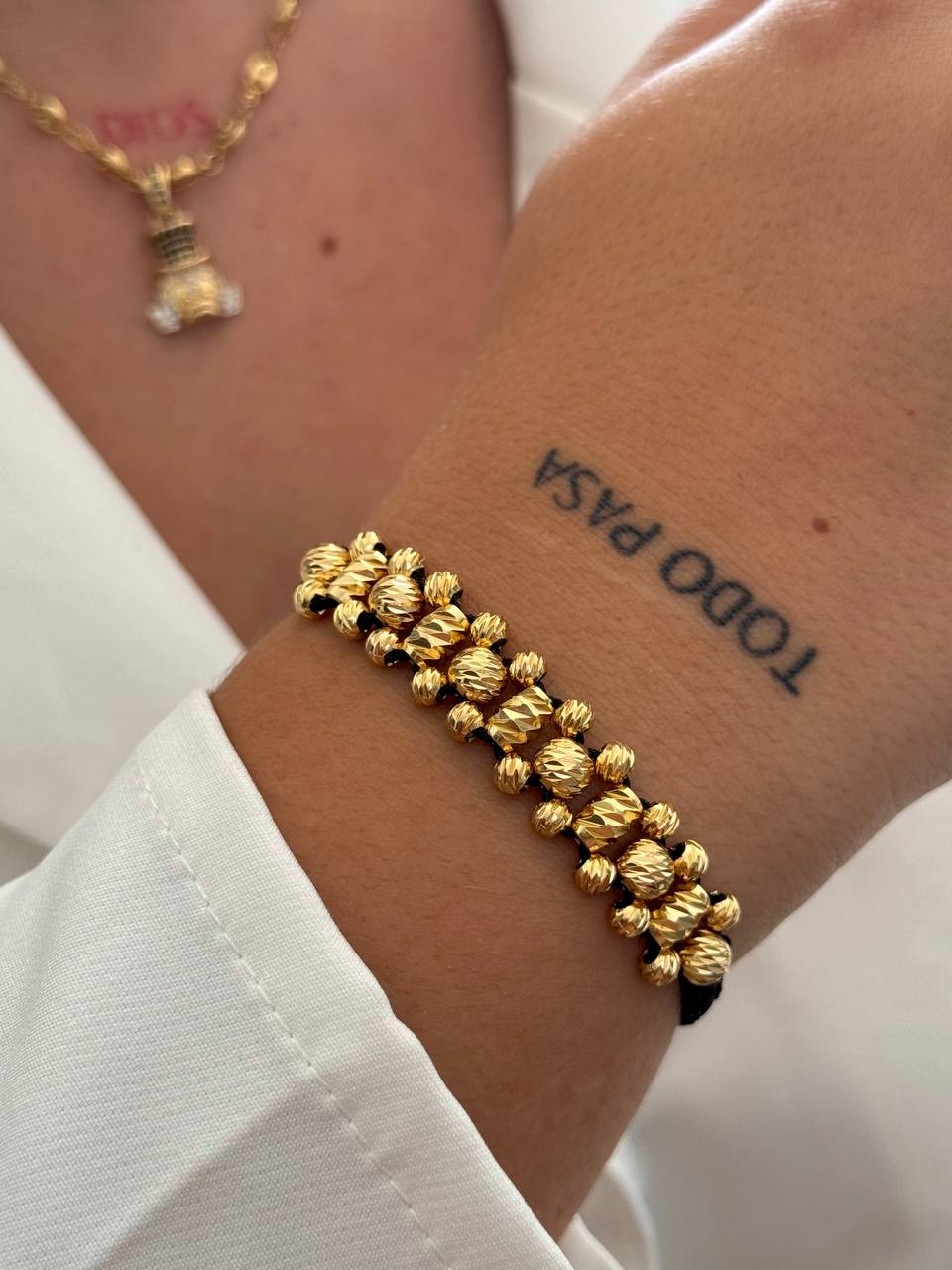 Pulsera Triple Carril Max En Oro Laminado 18K