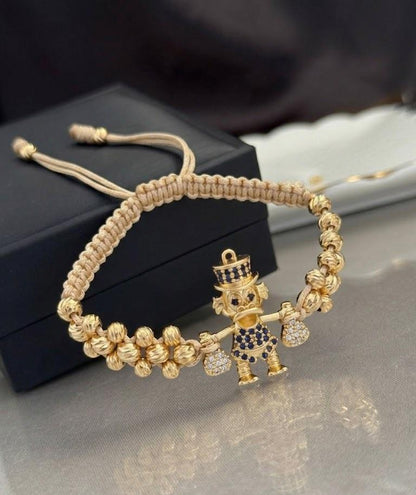 Pulsera Tío Rico Luxury Triple Carril En Oro Laminado 18K
