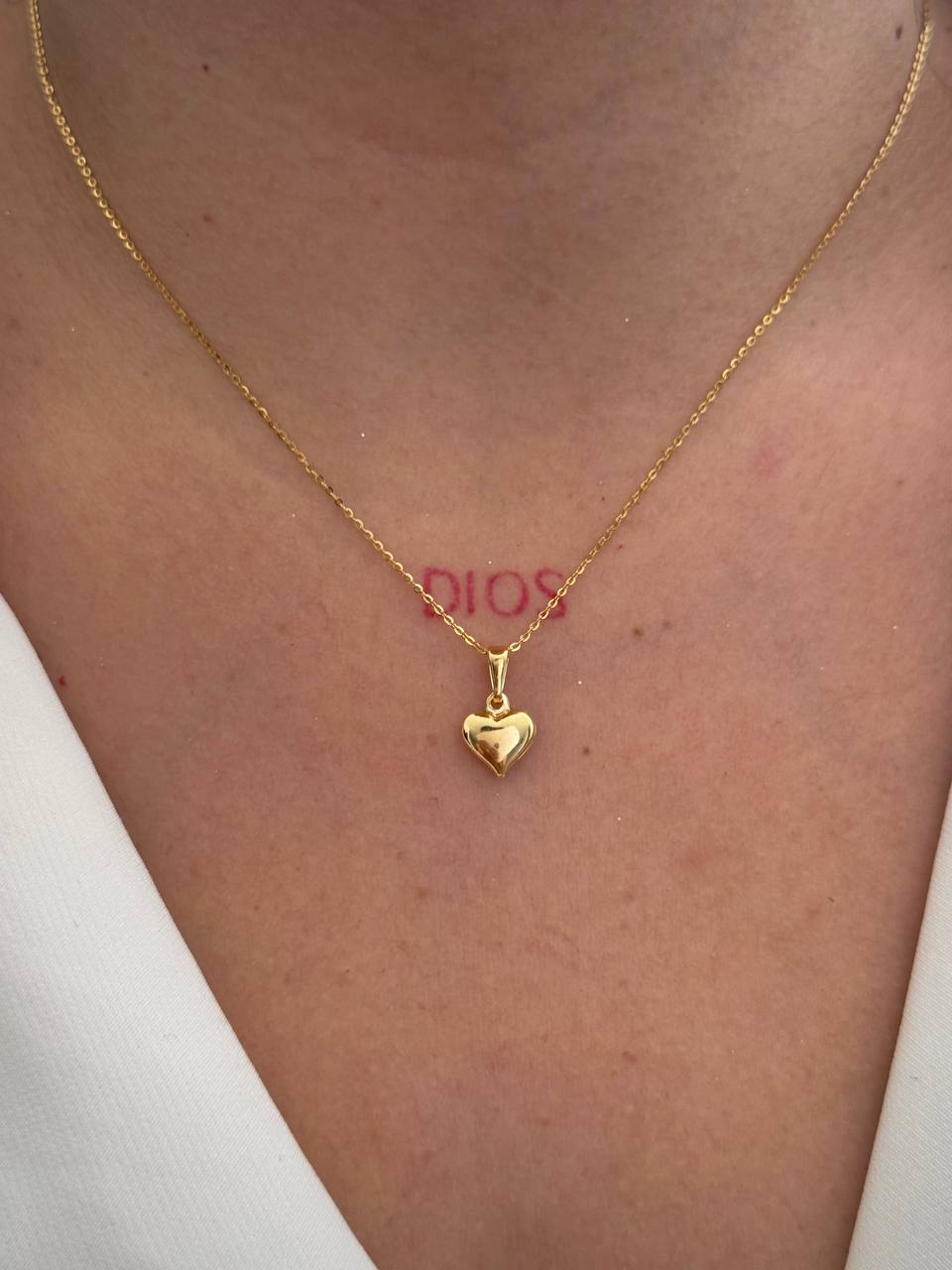 Cadena Mini Aros Y Dije Corazón Liso