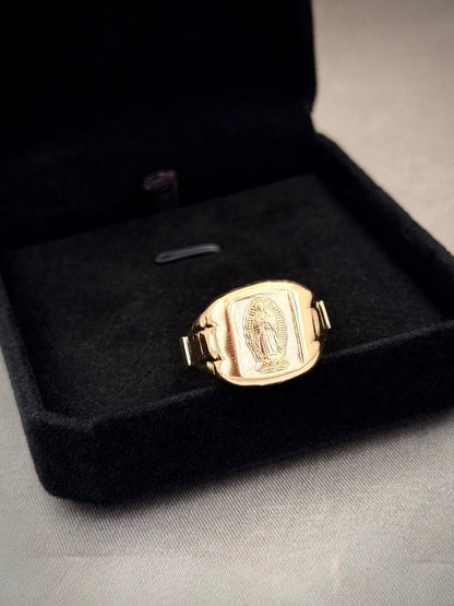 ANILLO SELLO VIRGEN GUADALUPE EN ORO LAMINADO 18K